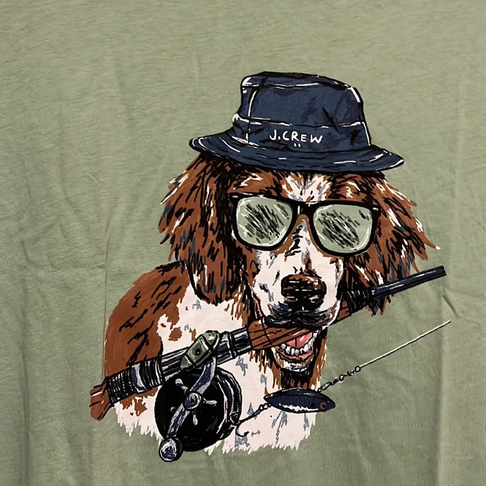 NWT J Crew Fishing dog graphic tee